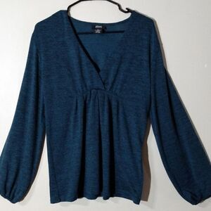 Allison Morgan Teal V-Neck Empire Waist Knit Tunic Size Medium